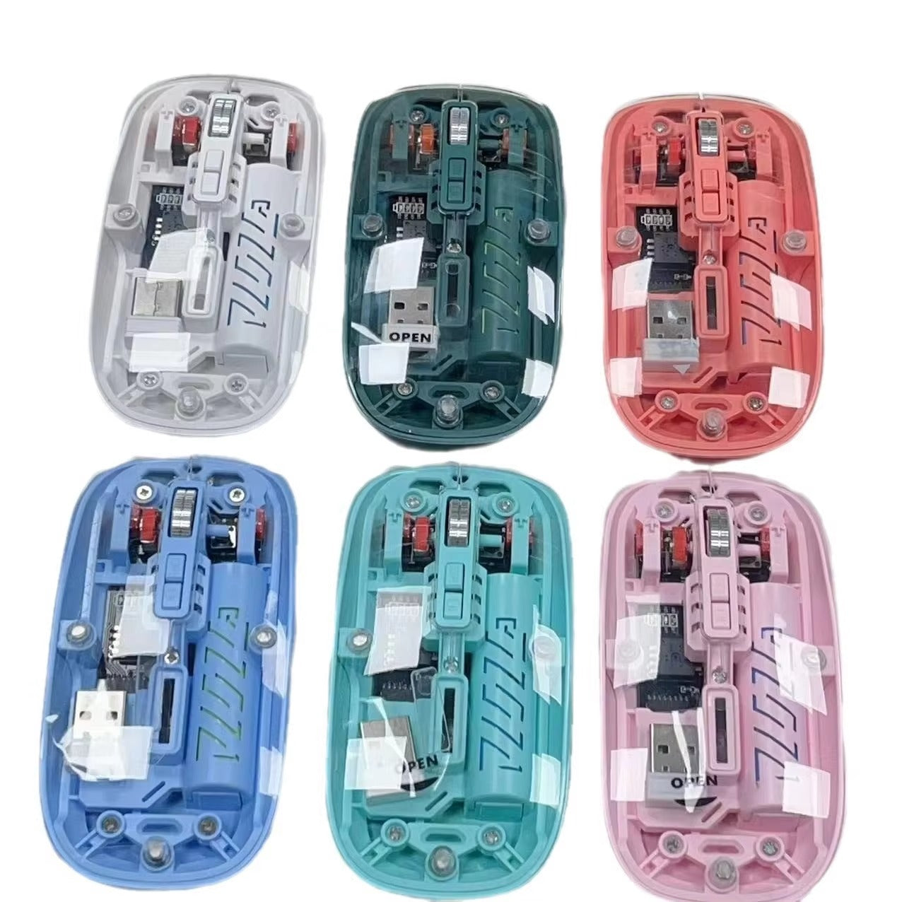 Transparent Wireless Mouse Dual Mode 2.4G + BT Rechargeable Noiseless Cordless My Store