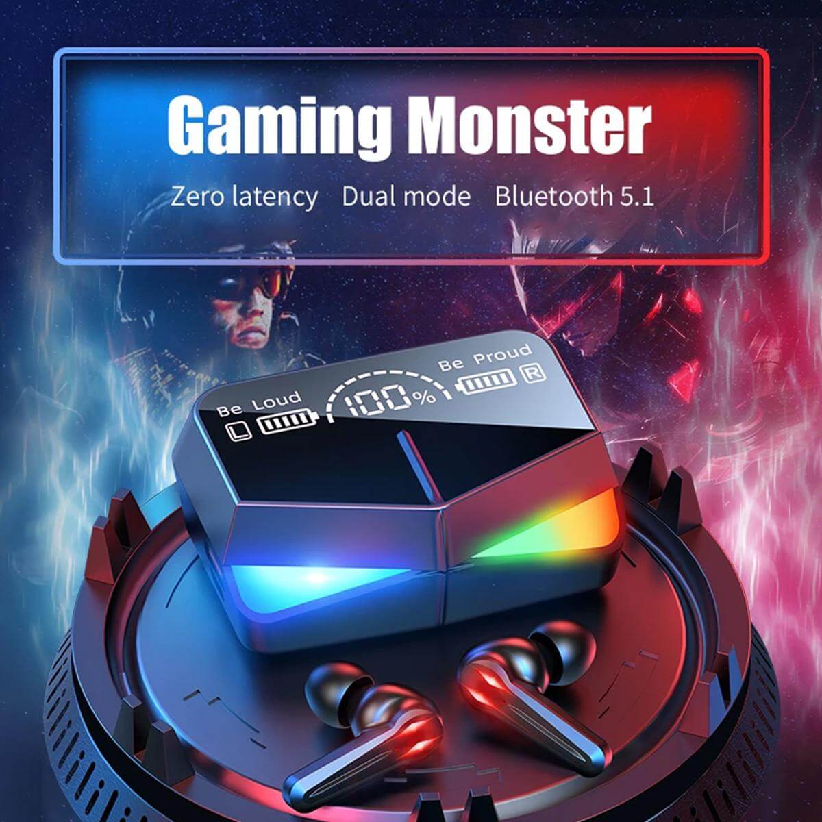 M28 Gaming Wireless Earbuds with RGB Lights & Digital LED Display My Store