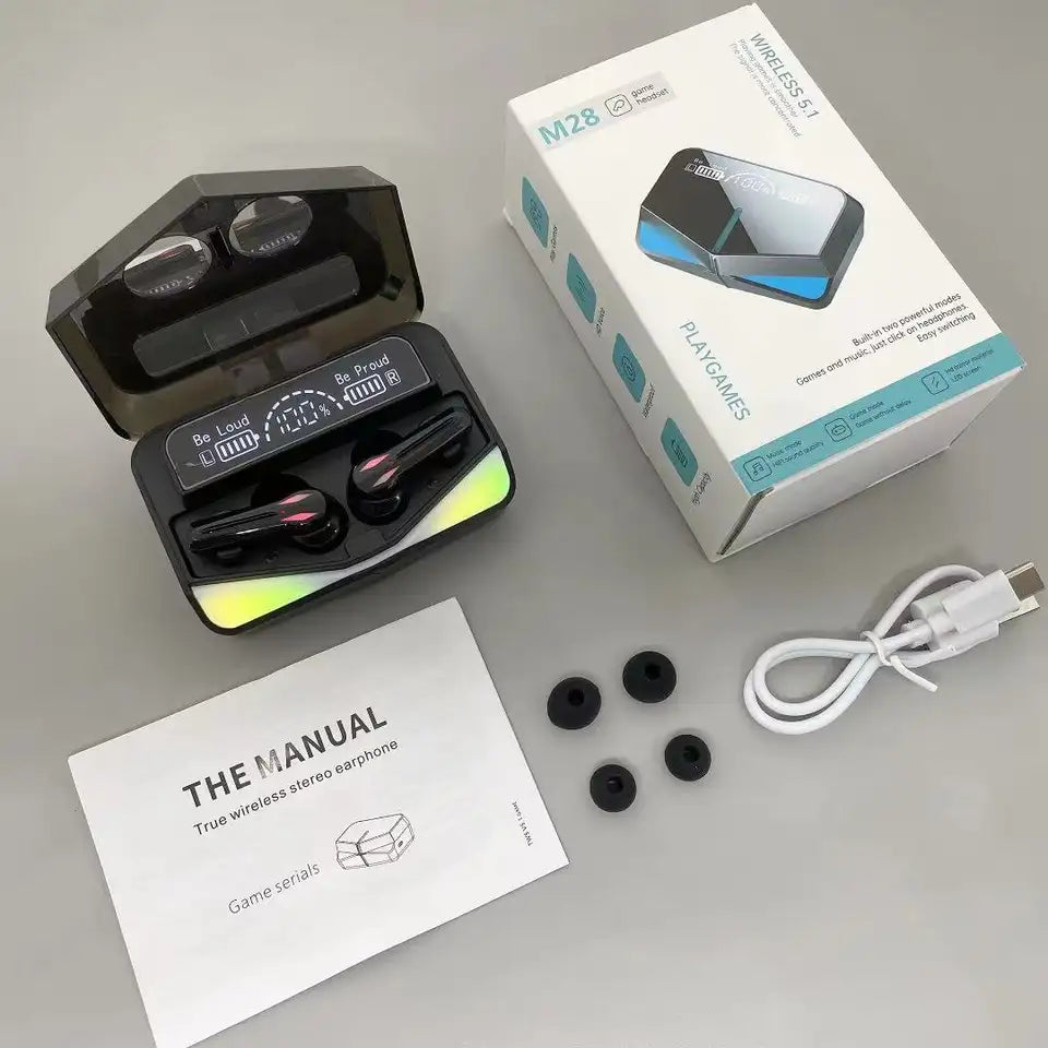 M28 Gaming Wireless Earbuds with RGB Lights & Digital LED Display My Store